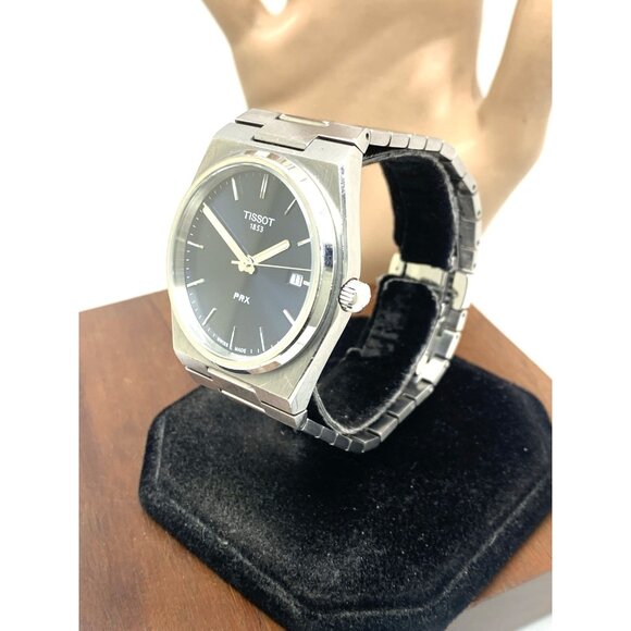 Tissot PRX Men's Watch Swiss Quartz 40mm Blue Dial Silver Steel T1374101104100 - Picture 2 of 14